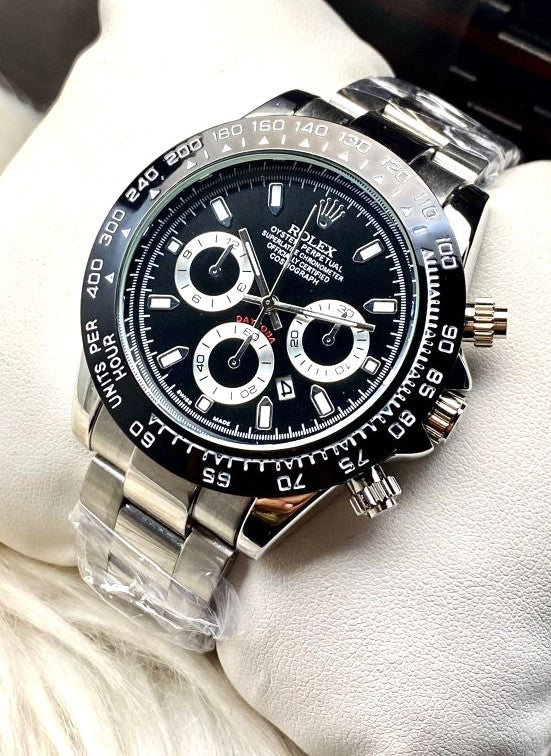 Premium Ralex Daytona-Style Men's Sports Chronograph Watch | Stainless Steel Strap | Rotating Bezel Look