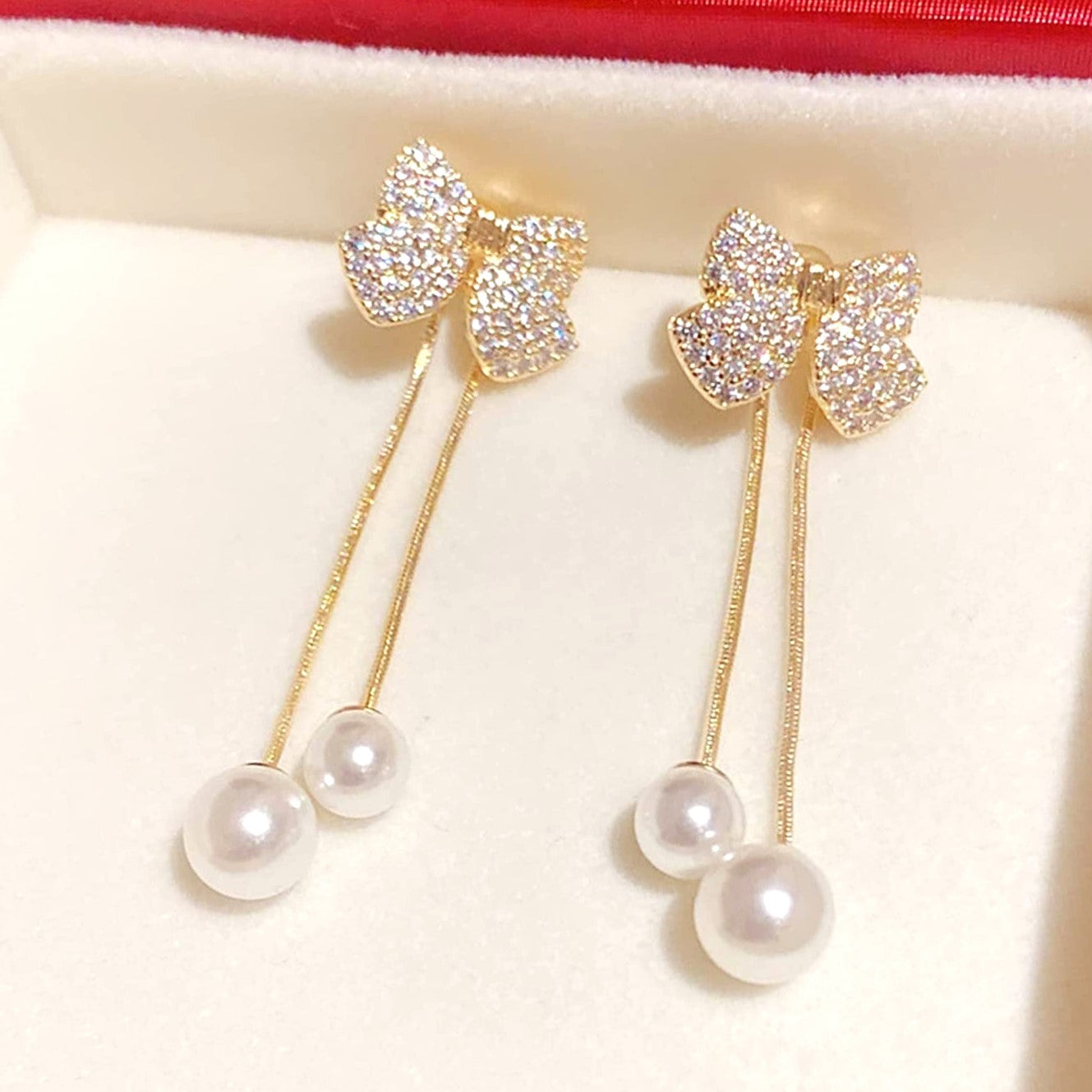 Elegant Korean Bow Style Zircon Earrings |Trendy Female Jewelry| Limited Stock