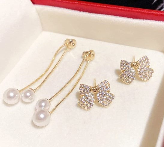 Elegant Korean Bow Style Zircon Earrings |Trendy Female Jewelry| Limited Stock