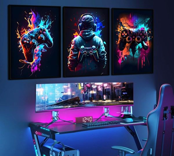 3Pcs Legendary Gaming Wall Art Frames | Iconic Pixel Sticky Phototiles Displays