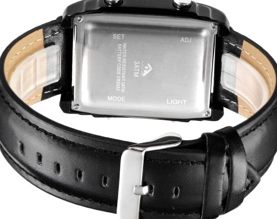 Skemie 1868 Luxury Dual Display Men's Watch | Square Dial | Digital + Analog | Waterproof 30M
