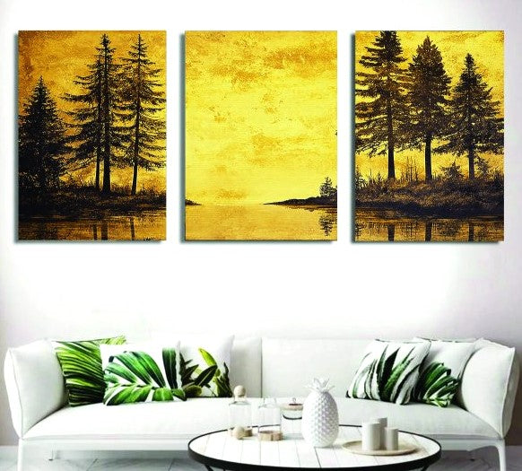 Trendy 3-Panel Phototile Wall Art Set | Decorative Wooden Frames In Elegant Prints | Abstract and Nature Designs