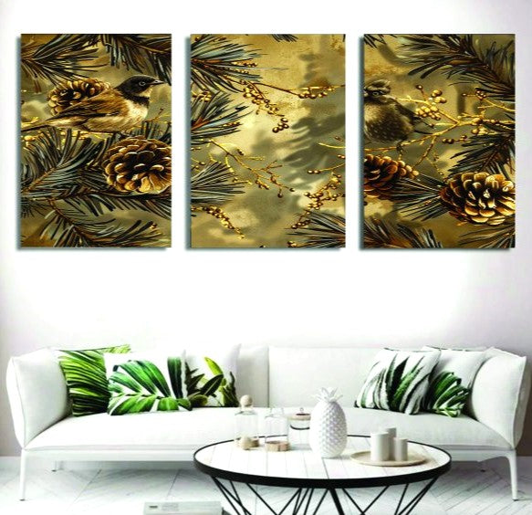 Trendy 3-Panel Phototile Wall Art Set | Decorative Wooden Frames In Elegant Prints | Abstract and Nature Designs