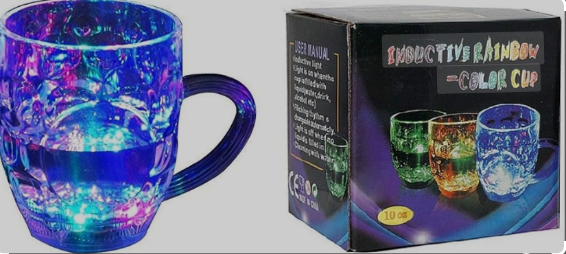 Dynamic Aqua-Glow Light-Up Sensor Mug | Magical Rainbow Color LED Flashing Cup with Grip