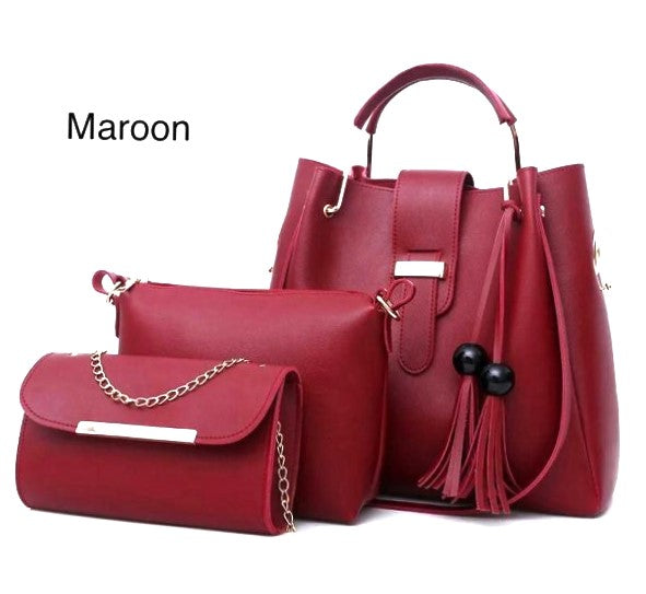 Premium Trio Set Soft Leather Handbag | Fashion Forward 3pcs Luxe Set | Top Trending Style✨