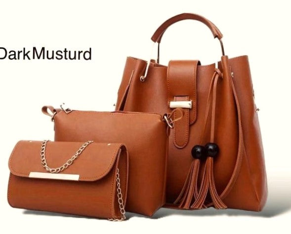 Premium Trio Set Soft Leather Handbag | Fashion Forward 3pcs Luxe Set | Top Trending Style✨