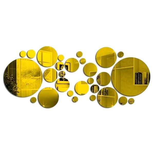 Modern Circular Ring Acrylic Mirror | Reflective Round Wall Decor Set