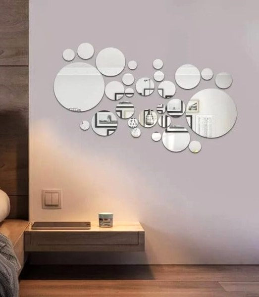 Modern Circular Ring Acrylic Mirror | Reflective Round Wall Decor Set