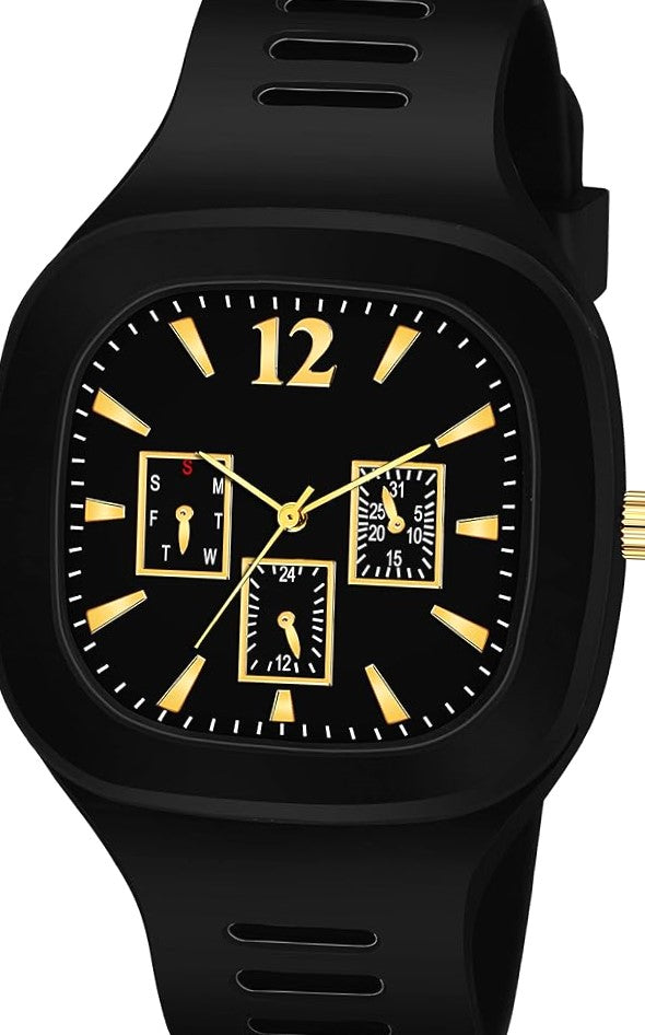 Modern Square Dial Men's Analog Watch | Lightweight Silicon Strap | Bold & Trendy Style✨
