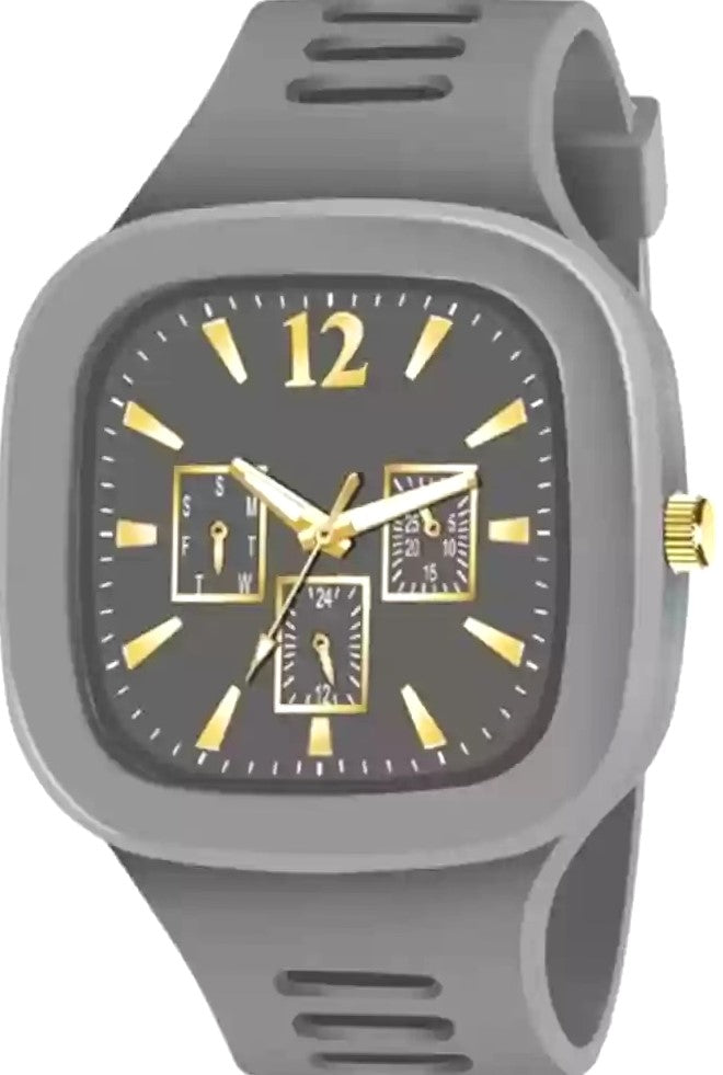 Modern Square Dial Men's Analog Watch | Lightweight Silicon Strap | Bold & Trendy Style✨