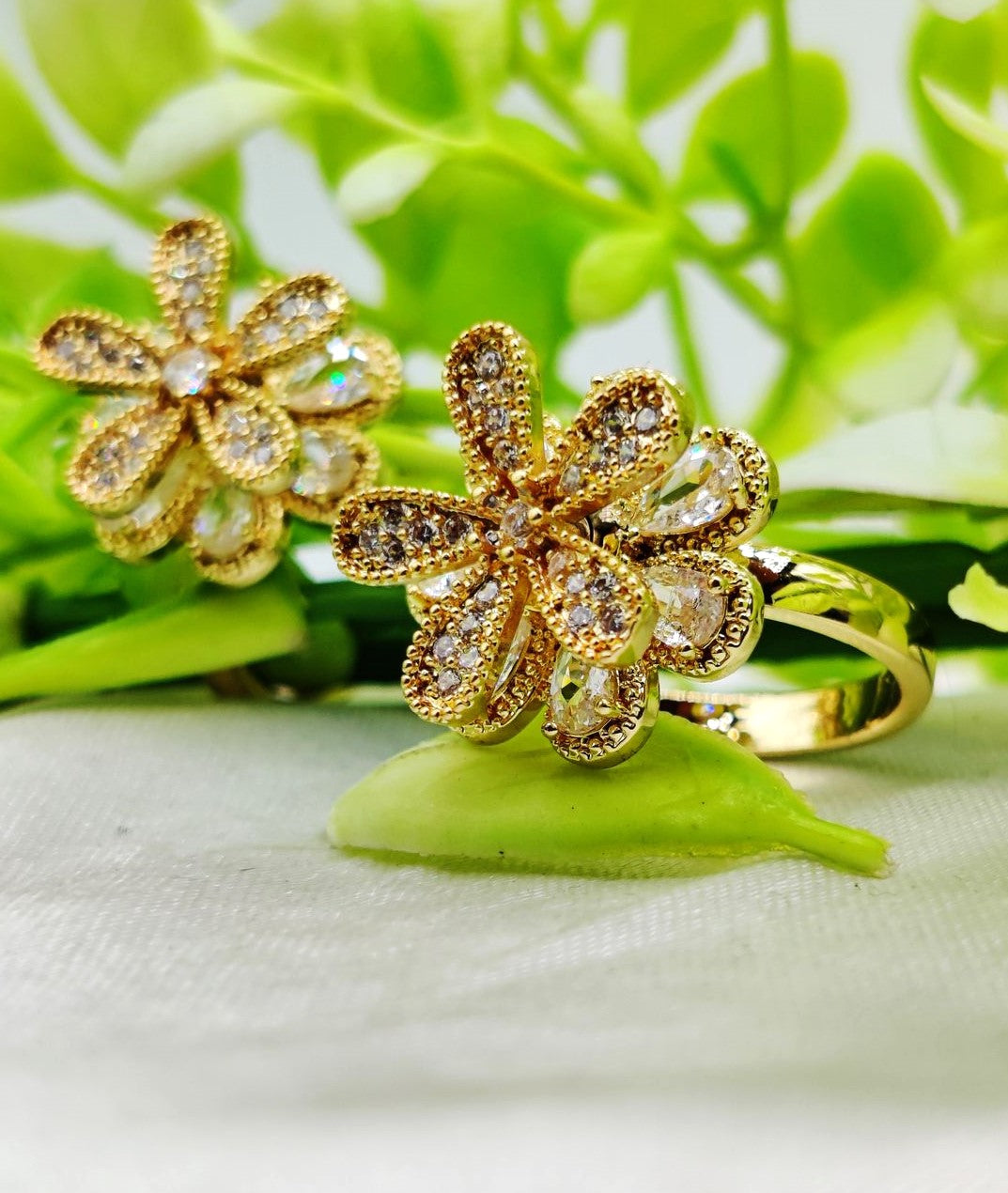 1 Piece Imported Blooming Flower Ring – Two Radiant Color ✨✨| Premium Elegant Design Adjustable Ring