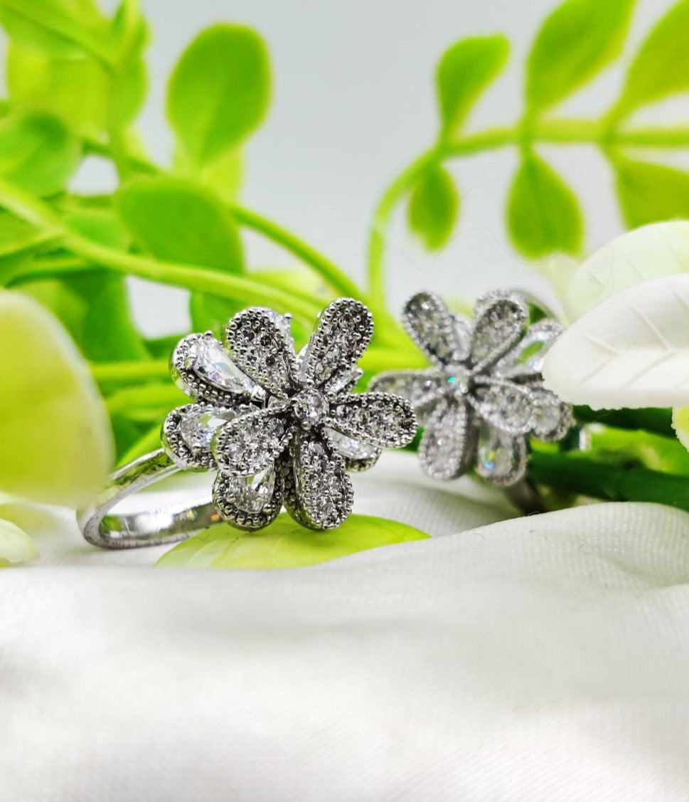 1 Piece Imported Blooming Flower Ring – Two Radiant Color ✨✨| Premium Elegant Design Adjustable Ring