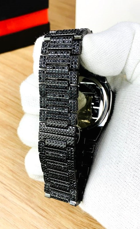 Stylish Dazzling Iced Out Black Diamond Stone Watch for Men | Top Trending Design✨✨ - Statement of Bold Fashion and Unmatched Elegance