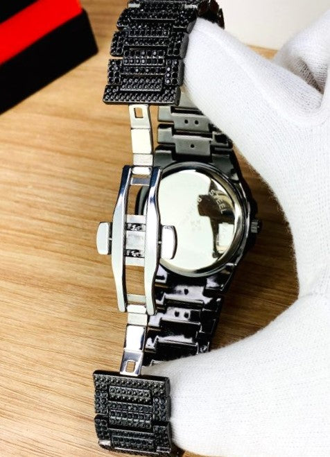 Stylish Dazzling Iced Out Black Diamond Stone Watch for Men | Top Trending Design✨✨ - Statement of Bold Fashion and Unmatched Elegance