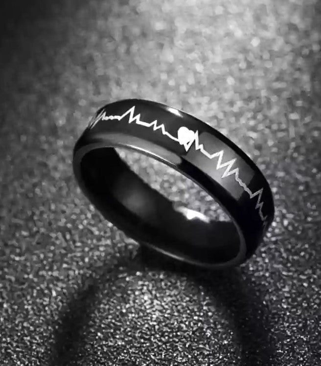 Pack Of 2 Unique Trendy Heartbeat Design Rings |Stainless Steel Band | Charm Rings For Unisex