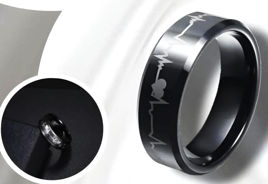 Pack Of 2 Unique Trendy Heartbeat Design Rings |Stainless Steel Band | Charm Rings For Unisex