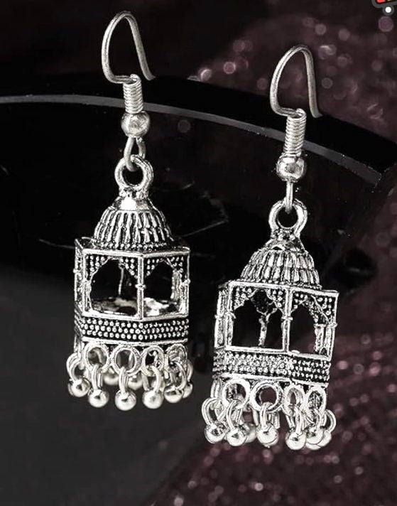 Premium Elegant Silver Indian Jhumka |Unique Stylish Design Jhumka Earrings |Limited Stock
