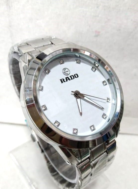 RAADO Men's Elegant Silver Watch | Round Dial with Stylish Square Index & Steel Chain Strap | Formal Watch for Men