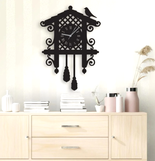 Charming Sparrow 3D Wooden Wall Clock | Ideal for Living & Working Space | Durable MDF Wall Art