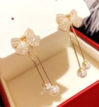 Elegant Korean Bow Style Zircon Earrings |Trendy Female Jewelry| Limited Stock