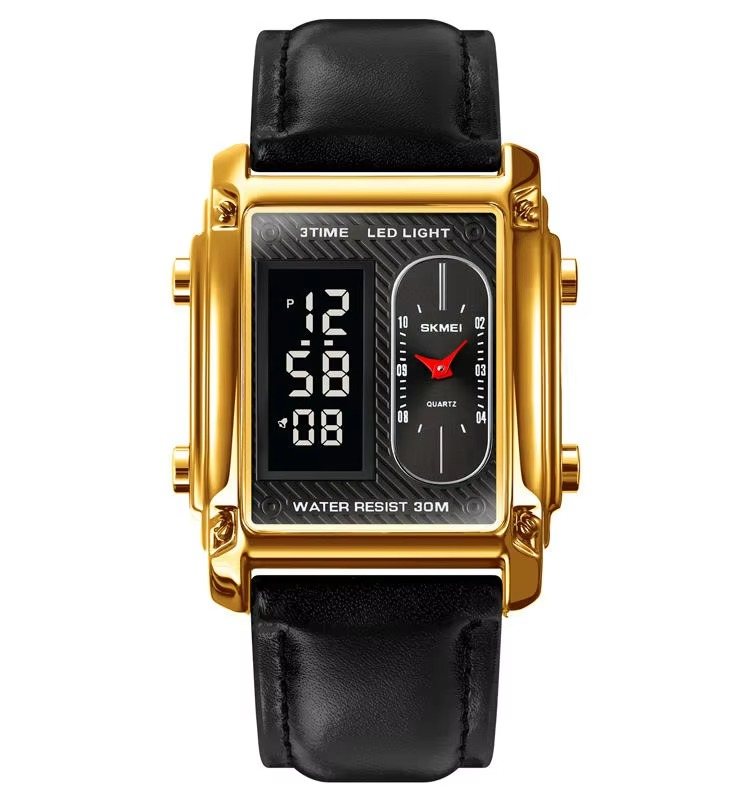 Skemie 1868 Luxury Dual Display Men's Watch | Square Dial | Digital + Analog | Waterproof 30M