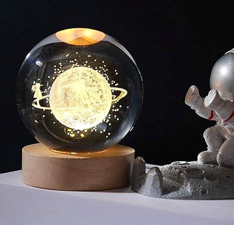 3D Galaxy Crystal Ball Night Light Lamp | Astronomy-Inspired Ambient Crystal Ball Table Lamp
