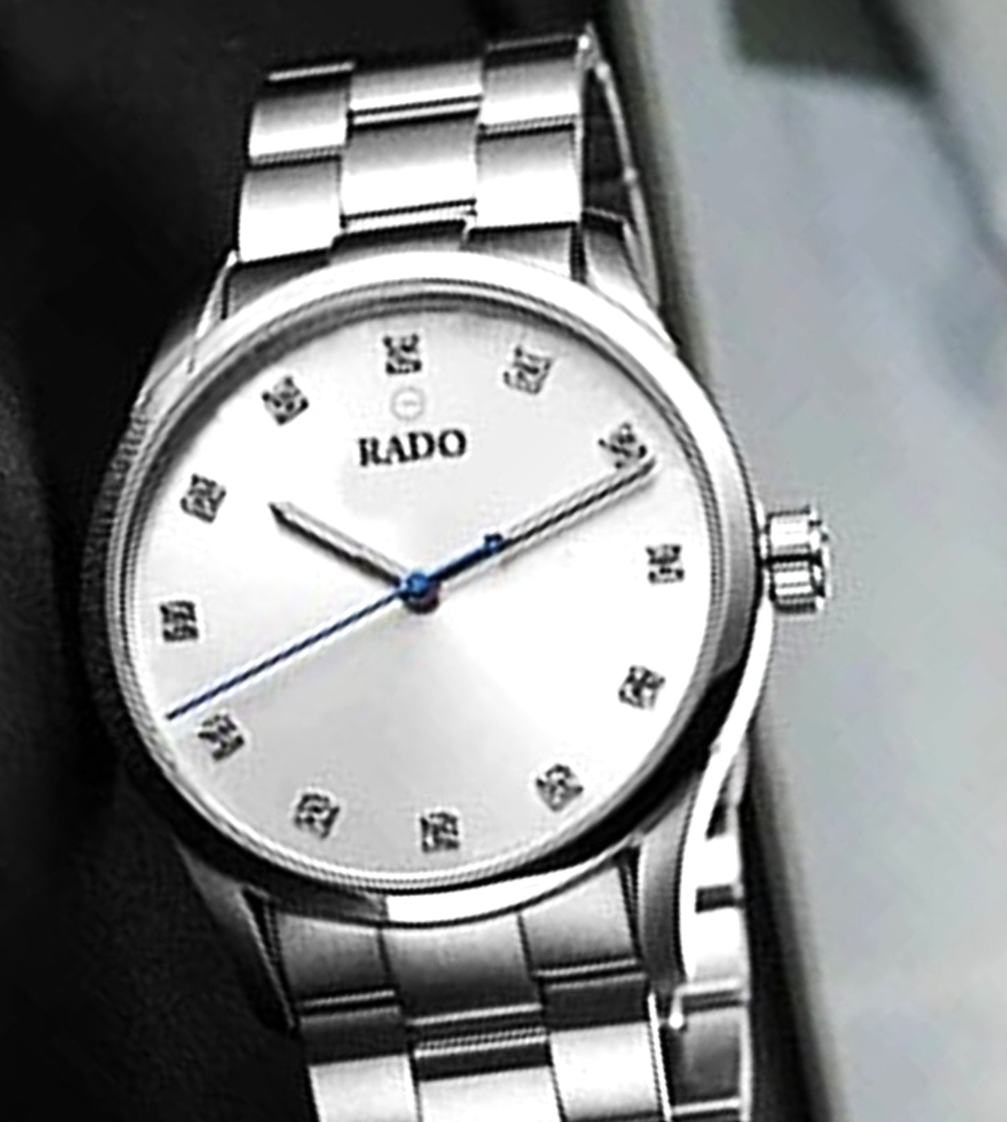 RAADO Men's Elegant Silver Watch | Round Dial with Stylish Square Index & Steel Chain Strap | Formal Watch for Men