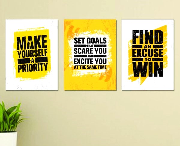 Set of 3 Inspirational Wooden Wall Art Frames | Motivational Wall Decor Phototile Frames