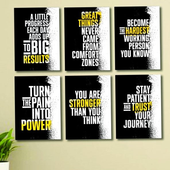 Pack of 6 Powerful Motivational Wooden Art Frames | Self-Adhesive Photo Tiles for Daily Inspiration