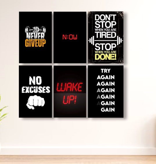 Set of 6 Inspirational Quote Wooden Frames for Wall Decoration | Encouraging Photo Tiles for Mind Growth