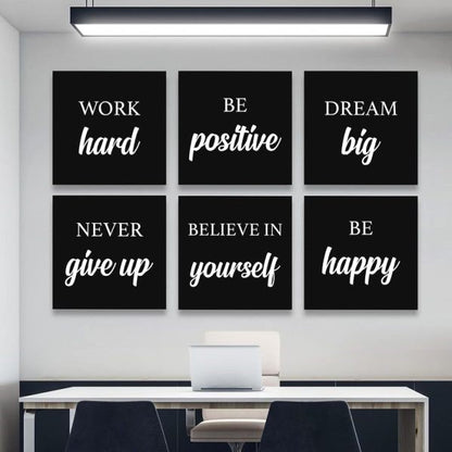 Set of 6 Inspirational Quote Wooden Frames for Wall Decoration | Encouraging Photo Tiles for Mind Growth