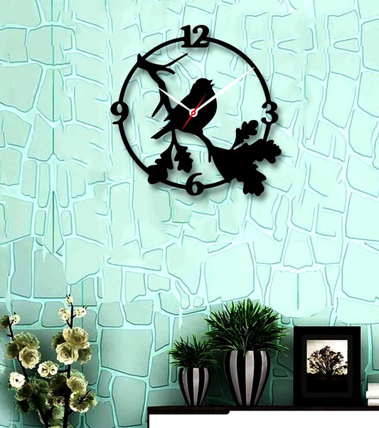Charming Sparrow 3D Wooden Wall Clock | Ideal for Living & Working Space | Durable MDF Wall Art