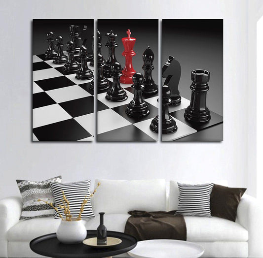 Modern Strategic Metal Chess Wall Art Set - 8×11 Inches Each | Elegant Game Room and Office Decor