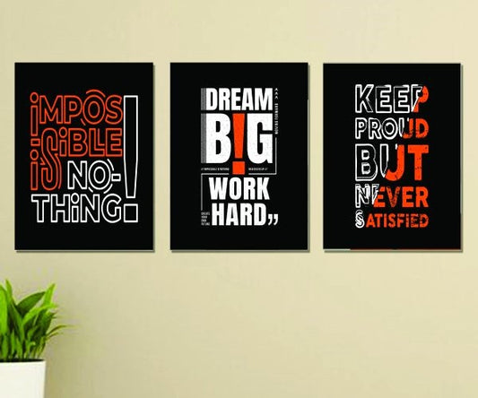 Set of 3 Inspirational Wooden Wall Art Frames | Motivational Wall Decor Phototile Frames