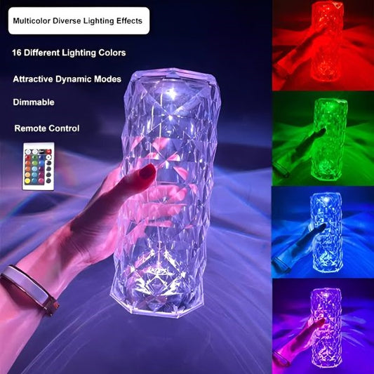 Luxury 16-Color Sparkling Diamond Crystal Lamp | Ambient Multi Color LED Touch Lamp With Remote