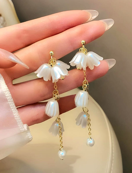 Premium Elegant Shein Pearl And Flower Drop Earrings | Our Exclusive Piece