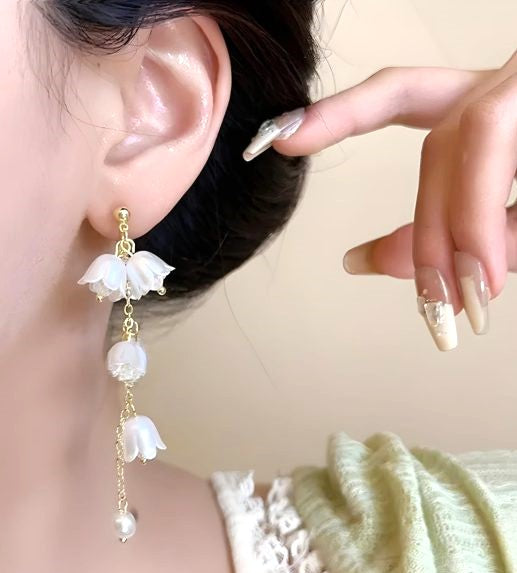 Premium Elegant Shein Pearl And Flower Drop Earrings | Our Exclusive Piece