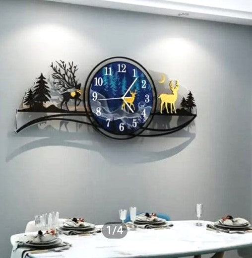 Majestic Forest Deer 3D Wooden Wall Clock with LED Glow - A Statement Piece for Modern Homes