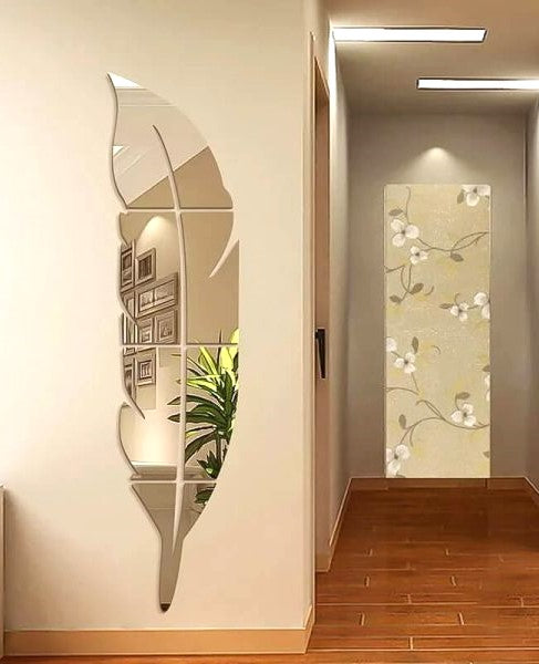 Luminous Leaf 3D Acrylic Mirror | Reflective Wall Accent | Top Decoration Item
