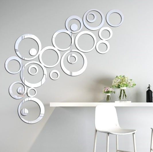 Contemporary Geometric Acrylic Ring Mirror - Wall Statement Decor