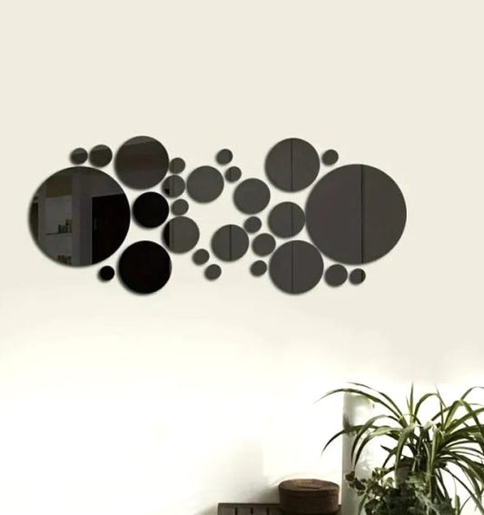 Modern Circular Ring Acrylic Mirror | Reflective Round Wall Decor Set