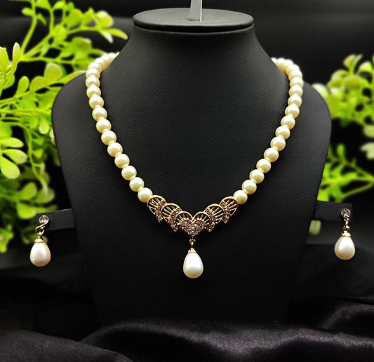Royal Pearl Necklace Set With Drop Earrings | Timeless Style for Women