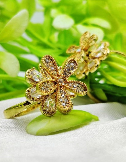 1 Piece Imported Blooming Flower Ring – Two Radiant Color ✨✨| Premium Elegant Design Adjustable Ring