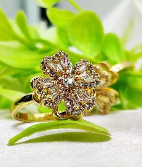 Imported Dazzling Movable Floral Blossom Rings | Luxurious Trendy Design | Adjustable Ring
