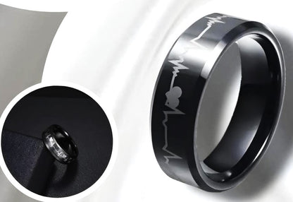 Pack Of 2 Unique Trendy Heartbeat Design Rings |Stainless Steel Band | Charm Rings For Unisex