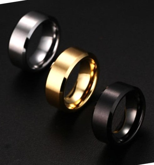 Pack Of 3 Fashion Band Rings For Unisex | Gold Plated & Black & Silver Plated Rings