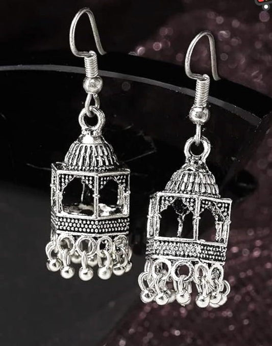 Premium Elegant Silver Indian Jhumka |Unique Stylish Design Jhumka Earrings |Limited Stock