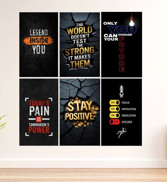 Set of 6 Inspirational Quote Wooden Frames for Wall Decoration | Encouraging Photo Tiles for Mind Growth