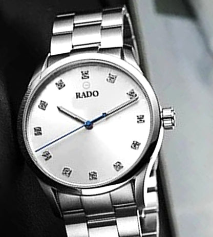RAADO Men's Elegant Silver Watch | Round Dial with Stylish Square Index & Steel Chain Strap | Formal Watch for Men