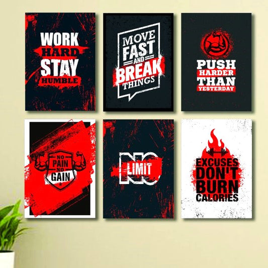 Pack of 6 Powerful Motivational Wooden Art Frames | Self-Adhesive Photo Tiles for Daily Inspiration